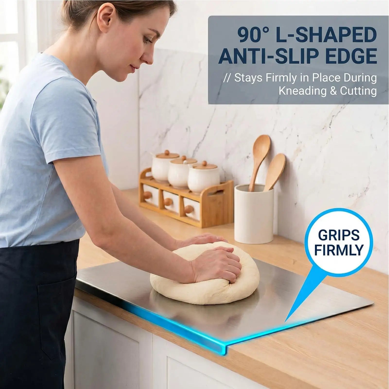 Stainless Steel Cutting Board Non-Slip Easy Clean Metal Cutting Board for Home Restaurant Counter Meal Prep Food Meat Vegetable Qme