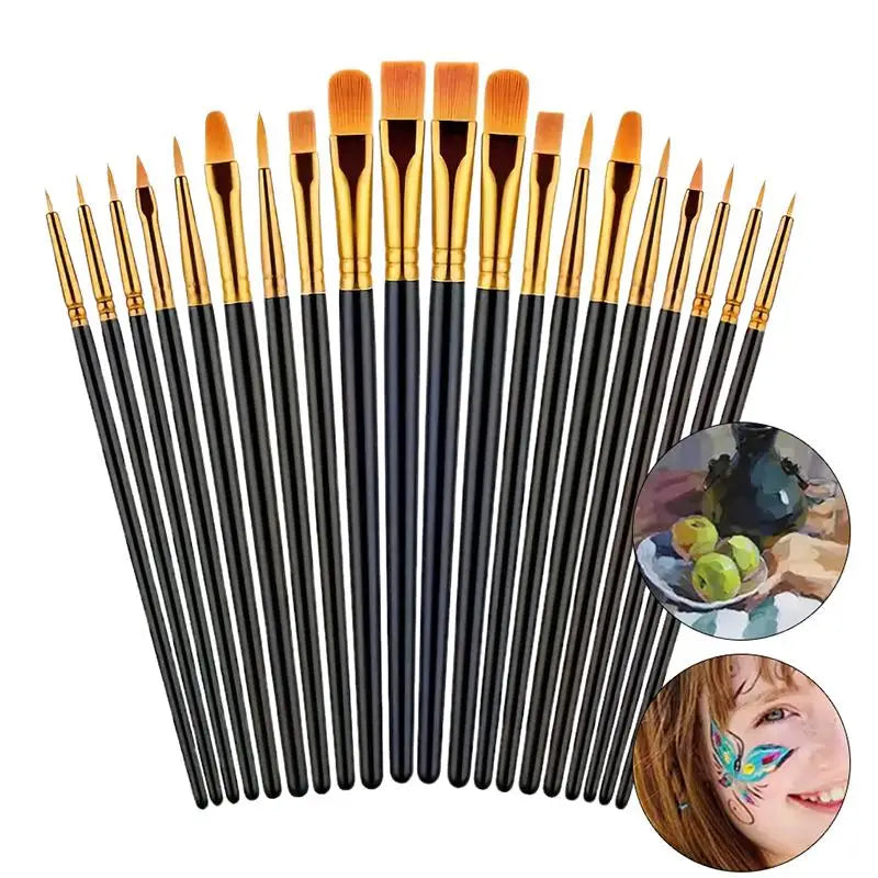 Detail Painting Brushes Professional Round Flat Nylon Hair Watercolor Qme