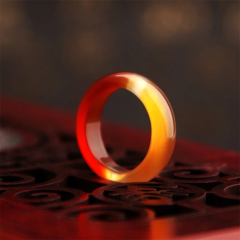 New Hot Fashion New Natural Stone Agate Rings Charms Multi-color Elegant Jewelry Party Gift for Women or Girlfriend High-Quality Qme Orange