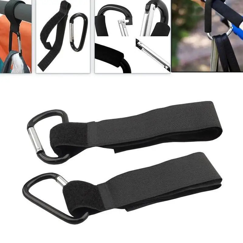 2/4Pcs Baby Stroller Hooks Wheelchair Shopping Cart Nylon Velcro Hooks Household Portable Metal Buckle Hooks Shopping Cart Hooks Qme