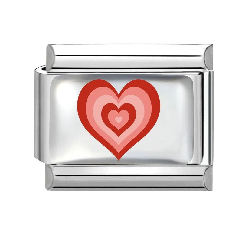 2026 New Women Romantic Heart Shiny CZ Heart Pattern Italian Charm Links Fit 9mm Bracelet Stainless Steel DIY Making Jewelry Qme S 29