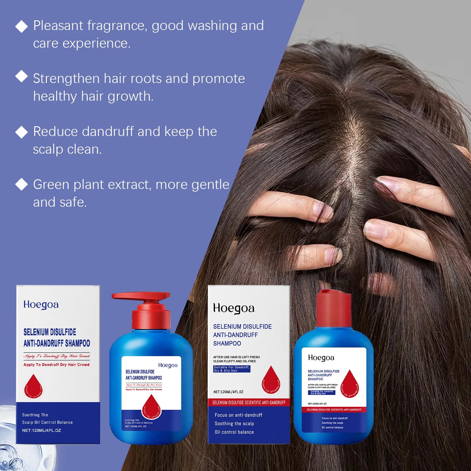 Selenium Disulfide Anti Dandruff Shampoo Deep Cleansing Scalp Itching Relief Reduce Oil Secretion Refreshing Fluffy Hair Shampoo Qme