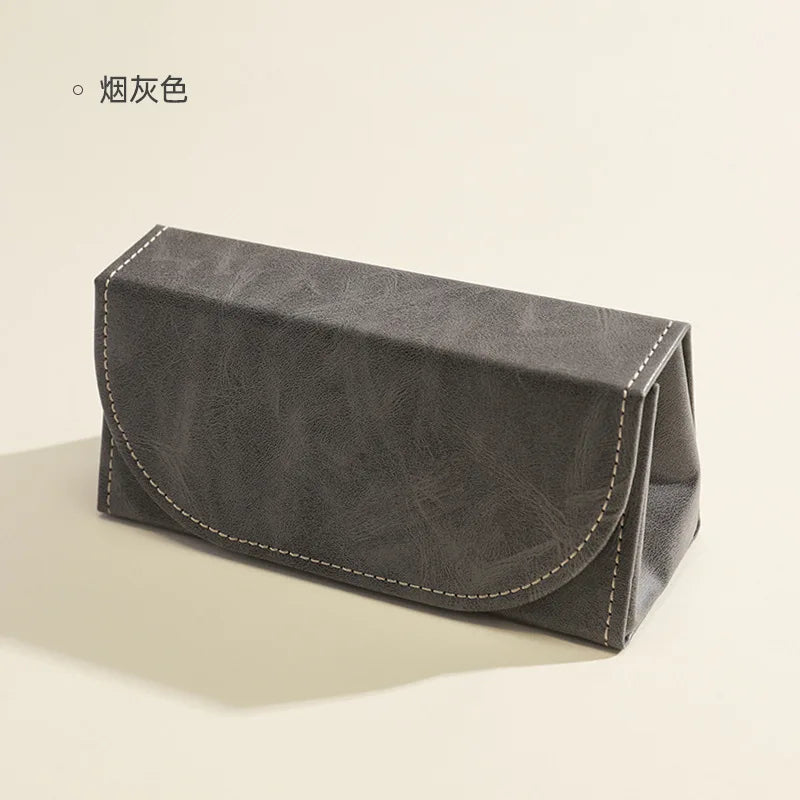 Premium PU Large Capacity Men's Eyeglass Case Ins Style Shockproof Portable Glasses Storage Box Eyeglass Box for Gift Qme Grey Glasses Storage