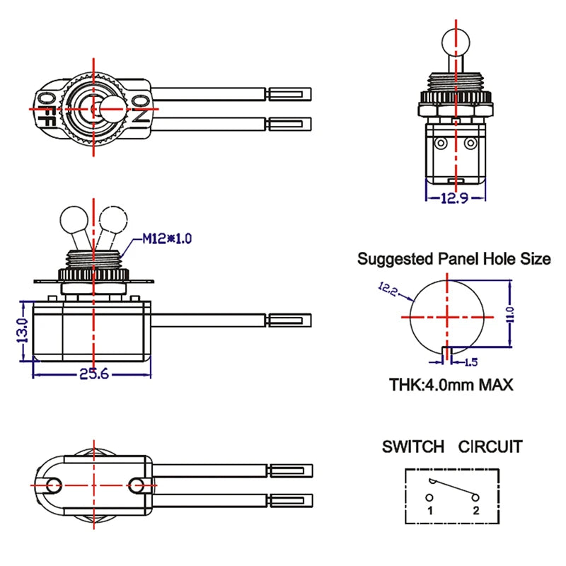 1Pc AC 250V 6A On/Off Prewired Standard Toggle Switch With Wire Cable MT-2021 SPST Contacts Switch Electrical Equipment. Qme