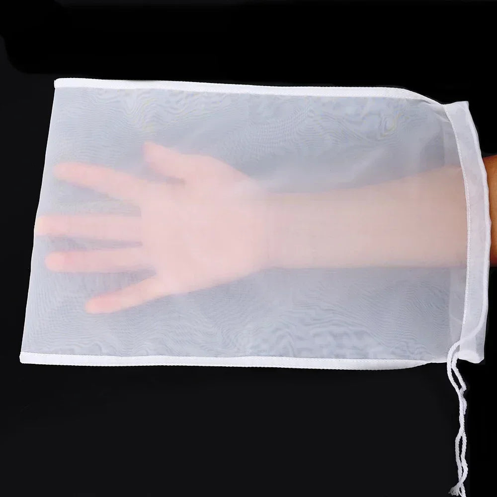 80Mesh Mesh Soy Milk Nylon Filter Bags Nut Yogurt Tea Coffee Oil Food Press Filter Strainers Large Kitchen Filters Bag Reusable Qme