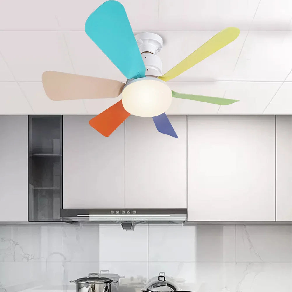 Modern Ceiling Fan with LED Light Remote Control Small Ceiling Fan with Lights Remote Control for Bedroom Kitchen Living Room Qme