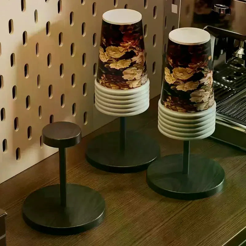 Disposable Cup Dispenser Walnut-colored Storage Rack Paper Holder Qme