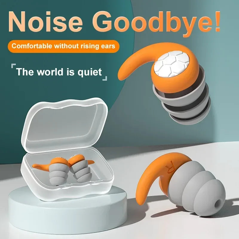 3 Layer Tapered Soft Silicone Ear Plugs for Sleep, Noise Reduction, Sound Insulation and Ear Protection, 2Pcs Qme