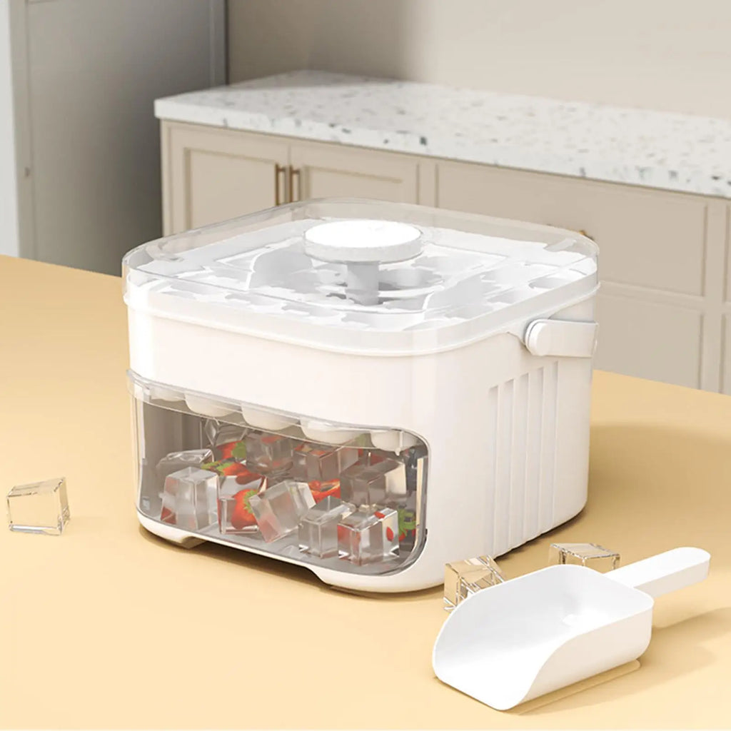 50 Grids Press Type Ice Cube Mold Double-layer Ice Cube Tray with Lid Reusable Ice Box Ice Making Tools Ice Storage Ice Machine Qme