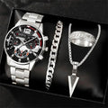 Fashion Mens Watches Luxury Stainless Steel Quartz Wrist Watch Calendar Luminous Men Business Casual with Male Sports Bracelet Qme Silver