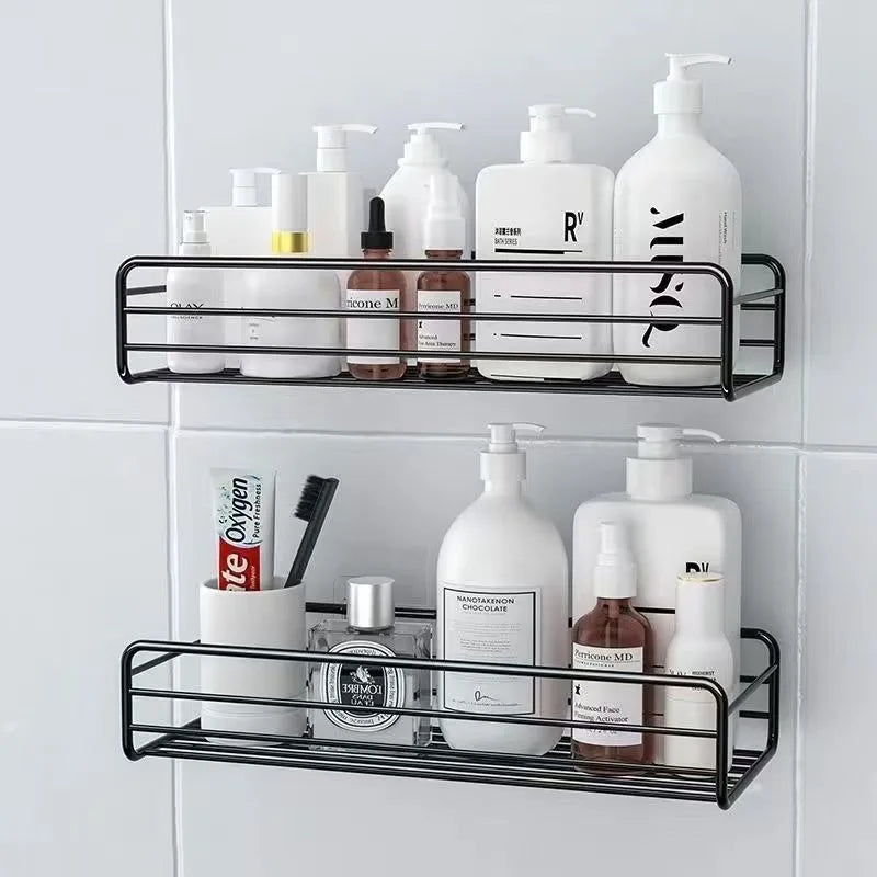 No Drill Wall Mounted Iron Bathroom Shelf Corner Shower Caddy Qme
