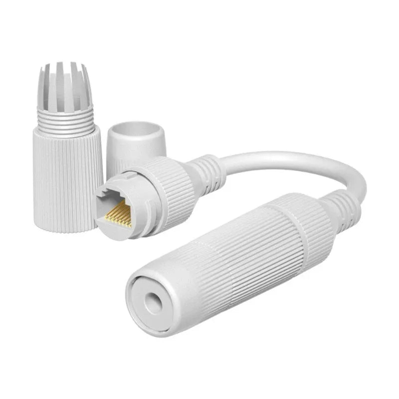 2PCS Waterproof Ethernet Splitter 1 to 2 Adapter Simultaneous Internet POE Monitoring Tandem Power Supply Qme