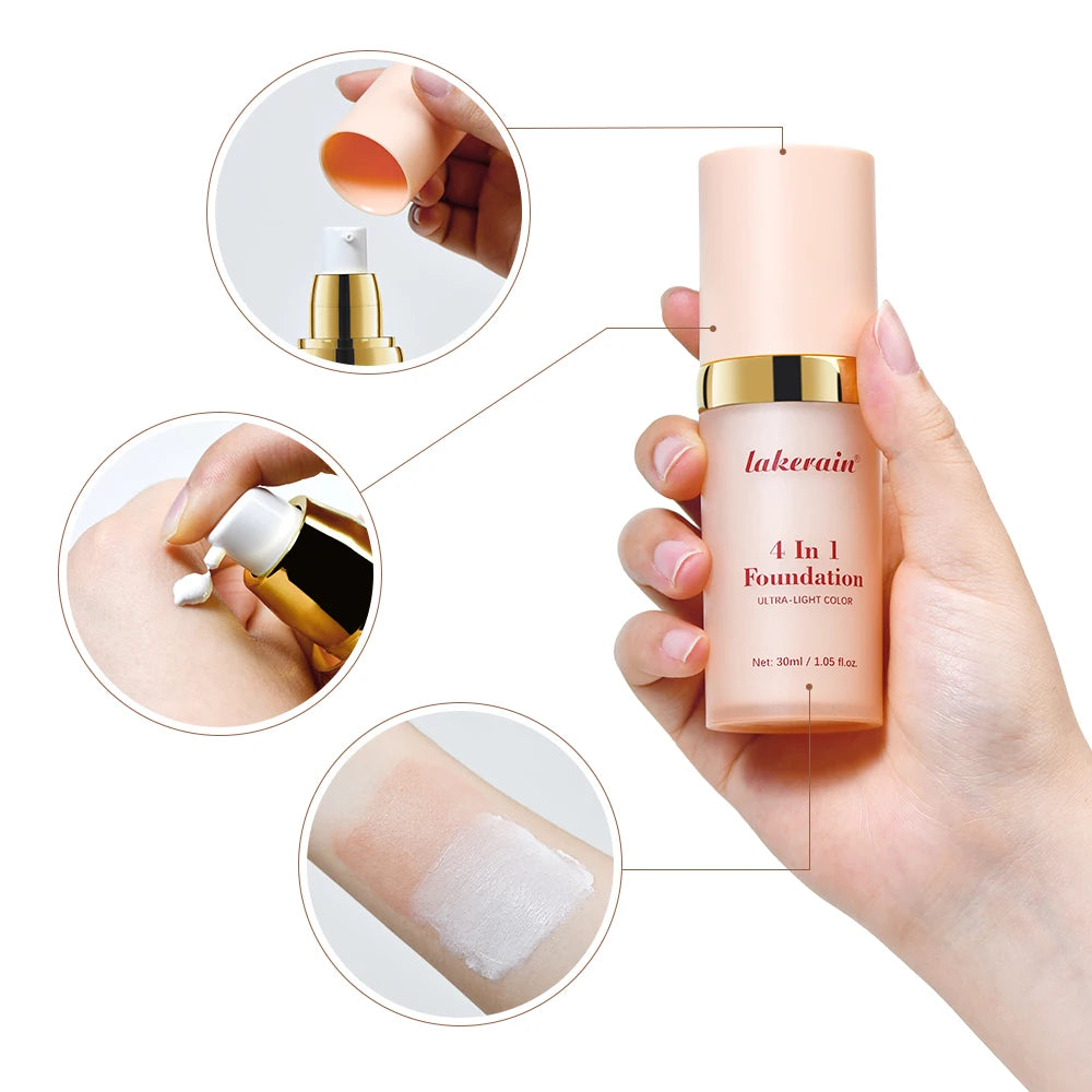 4-in-1 Liquid Foundation Multi-effect Concealer Refreshing Qme
