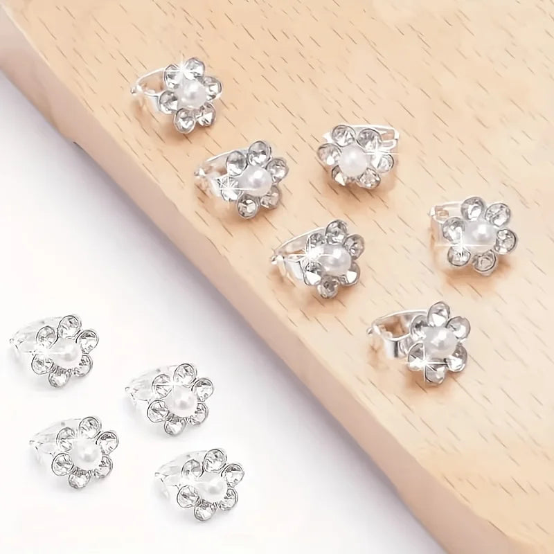 10pcsExquisite Precious Flower Mini Clip Set, Sweet Hair Accessories, Daily Versatile Broken Hair Clips, Bridal Hair Accessories Qme