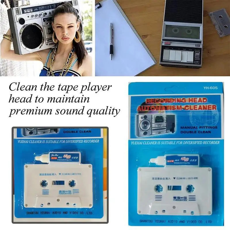 Tape Cleaner Tape Recorder Cleaning Tape Line Audio Head Tape Cassette Wet/Dry Tape Head Player Cassette Cleaner Qme
