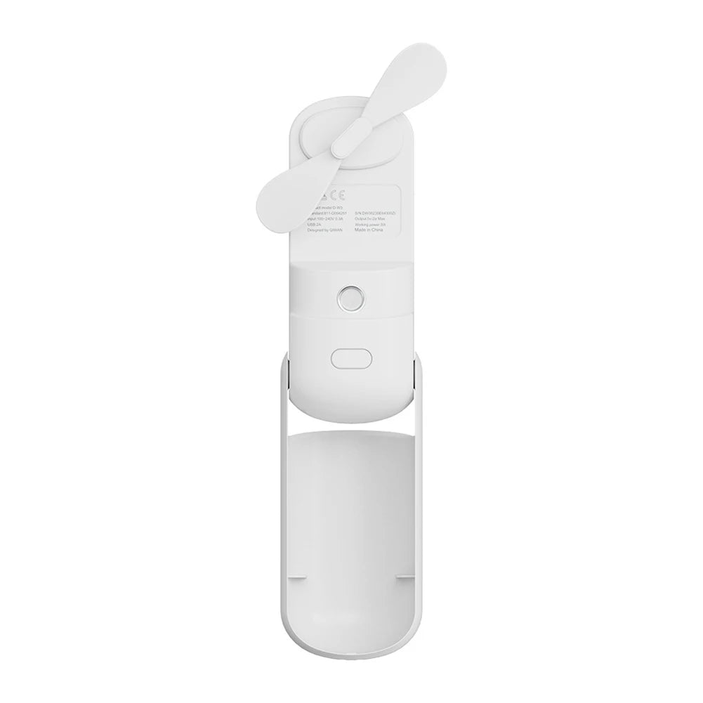 USB Rechargeable Handheld Misting Fan With Foldable Design, Portable Cooling Fan For Outdoor Activities Travel And Beach 3 Sp Qme White