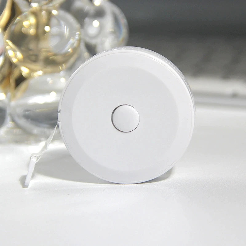 150 CM Portable Cute Mini Soft Tape, Automatic Shrinking Tape Measure, Material Tape Measure, Plastic Tape Measure Qme 1 pc - white