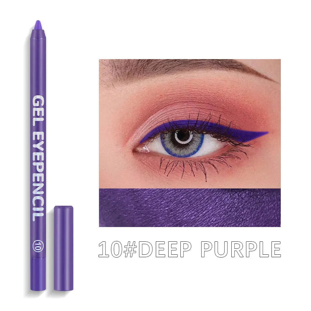 12 Color Matte Eyeliner Gel Pencil Soft Easy to Wear Colorful White Yellow Blue Pink Pearl Gloss Eye Liner Pen Cream Makeup Tool Qme 10