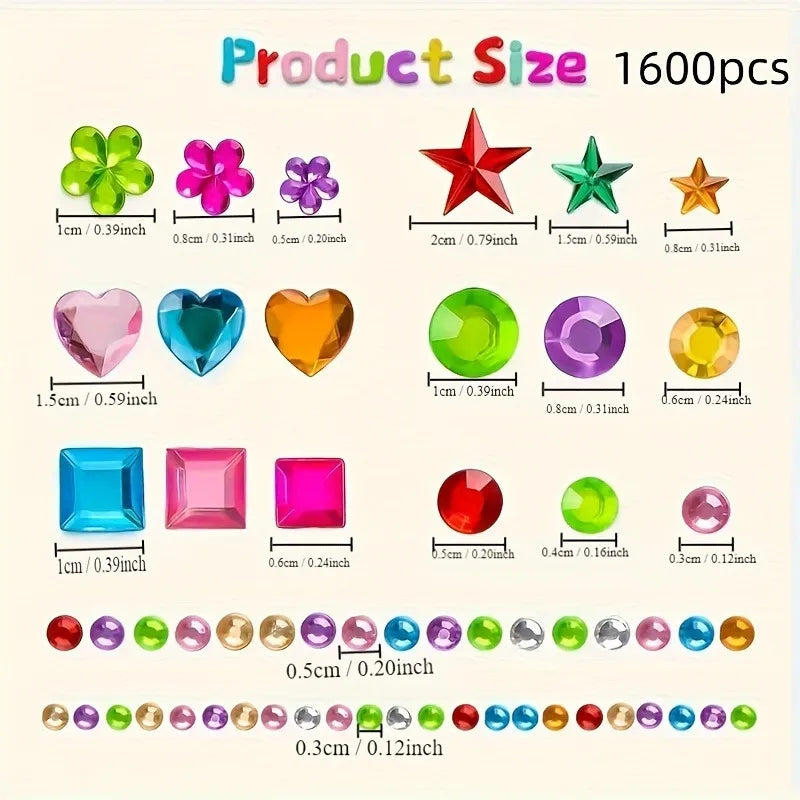 Self-adhesive Rhinestone DIY Stickers - Colorful Acrylic Gemstone Glitter Stickers, Multi-functional Reusable Craft Stickers Qme
