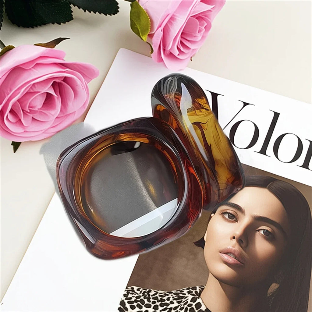 Fashion Summer Trendy Color Clear Wide Version Square Acrylic Resin Bracelet Women Girl Ins Party Travel Jewelry Hip Hop Bangle Qme touzhong 63mm