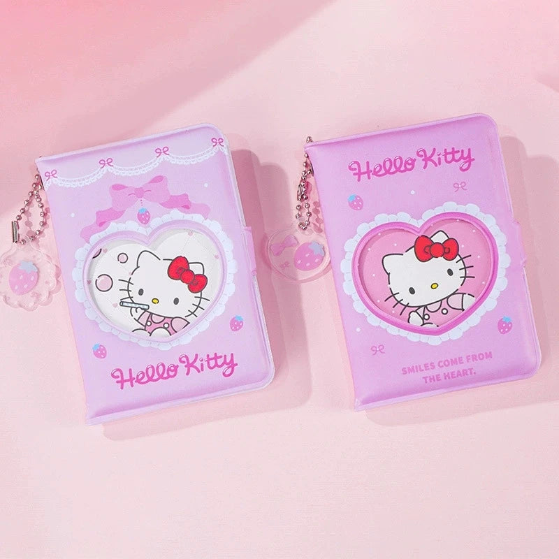 Hello Kitty Pink & Blue Series Notebook MINI Plastic-Covered Planner Student-Friendly Keychain Snap-Closure Notepad Qme 4 Random Single-Book