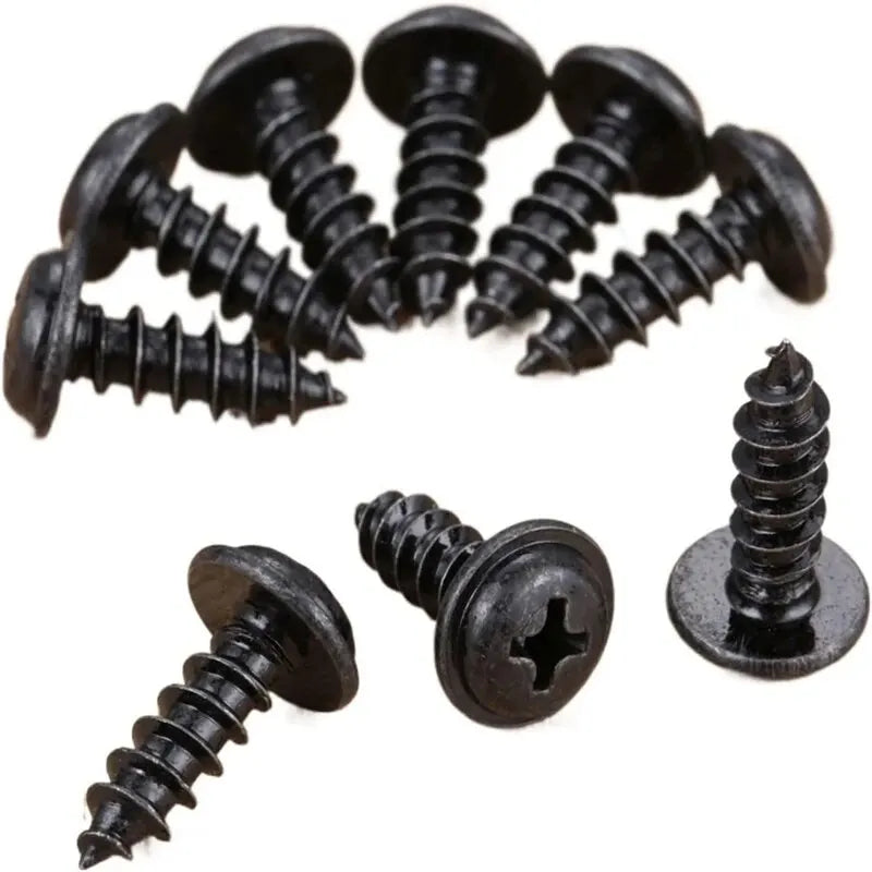 30/50pcs M4 Black Plated Round Pan Head Cross Recessed Tapping Wood Screws Set Carbon Steel Screw Kit Qme