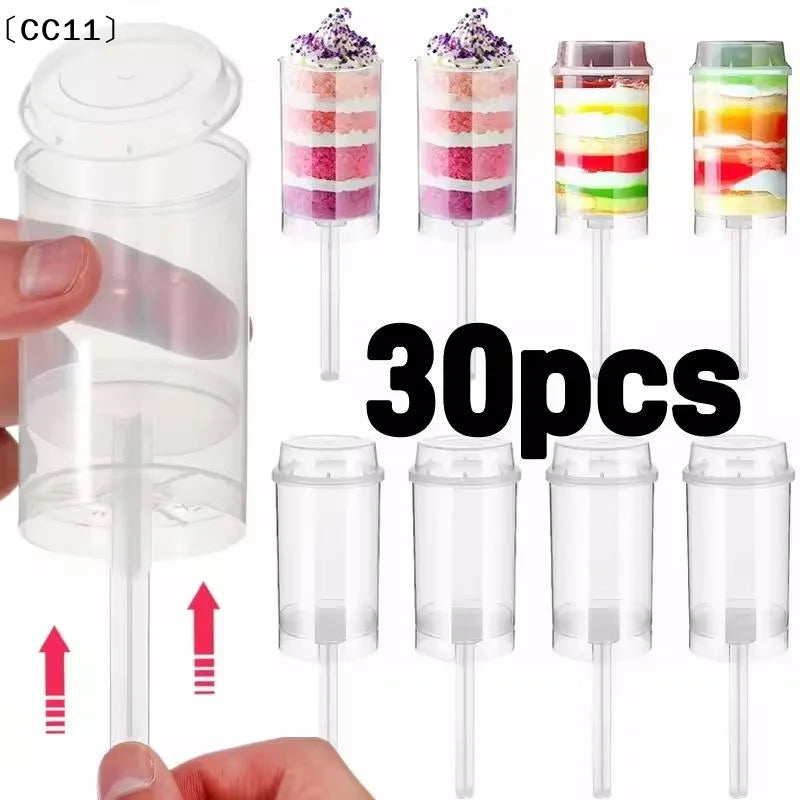 Plastic Push Cake Shooters Lids Transparent Push-up Ice Cream Qme
