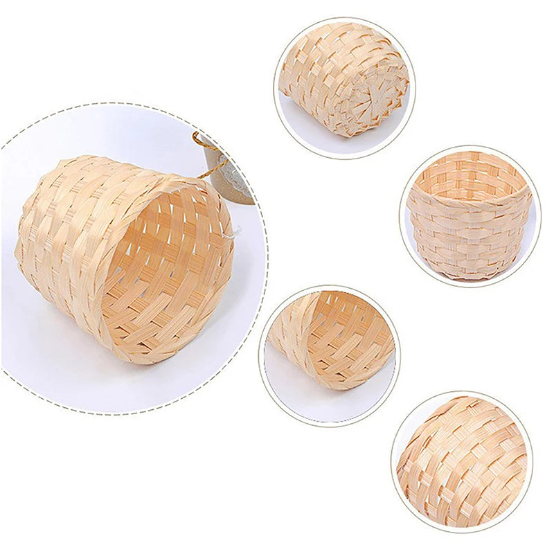 Bamboo Mini Desktop Storage Basket Rural Woven Baskets Fruit Qme