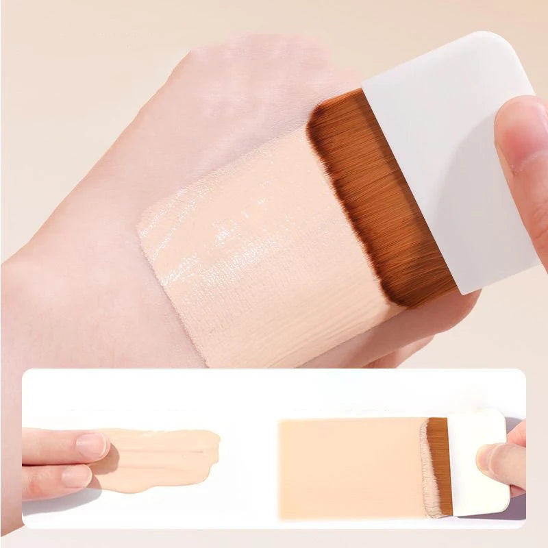 Ultra-thin Compact Foundation Brush Mirror Carry Box Flat-head Qme