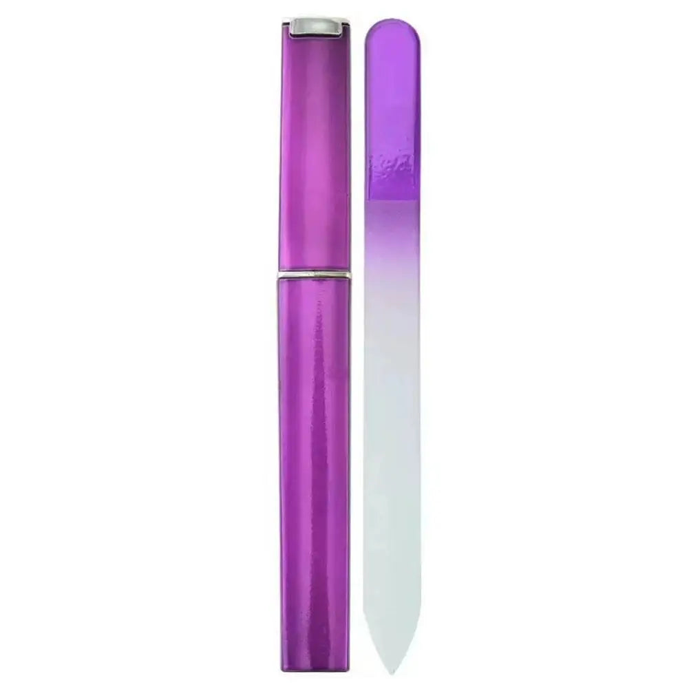 Glass Nail Files Natural Nails Double Side Polish Crystal Fingernail Qme purple