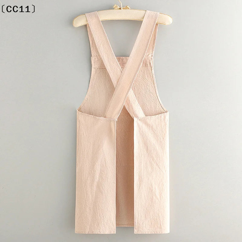 Cooking Cotton Kitchen Aprons Breathable Wear Resistant Adult Waist Qme