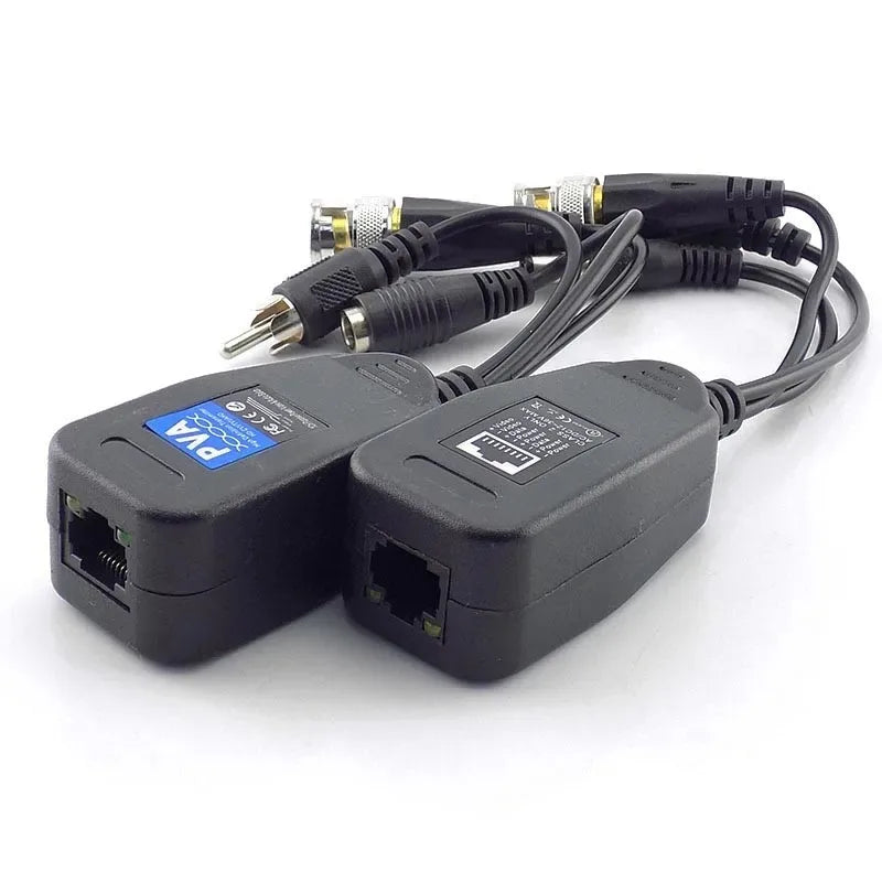 2PCS Coaxial HD Twisted Pair Transceiver 300M 1080P Video Power 3-in-1 for Security Camera CCTV System Qme