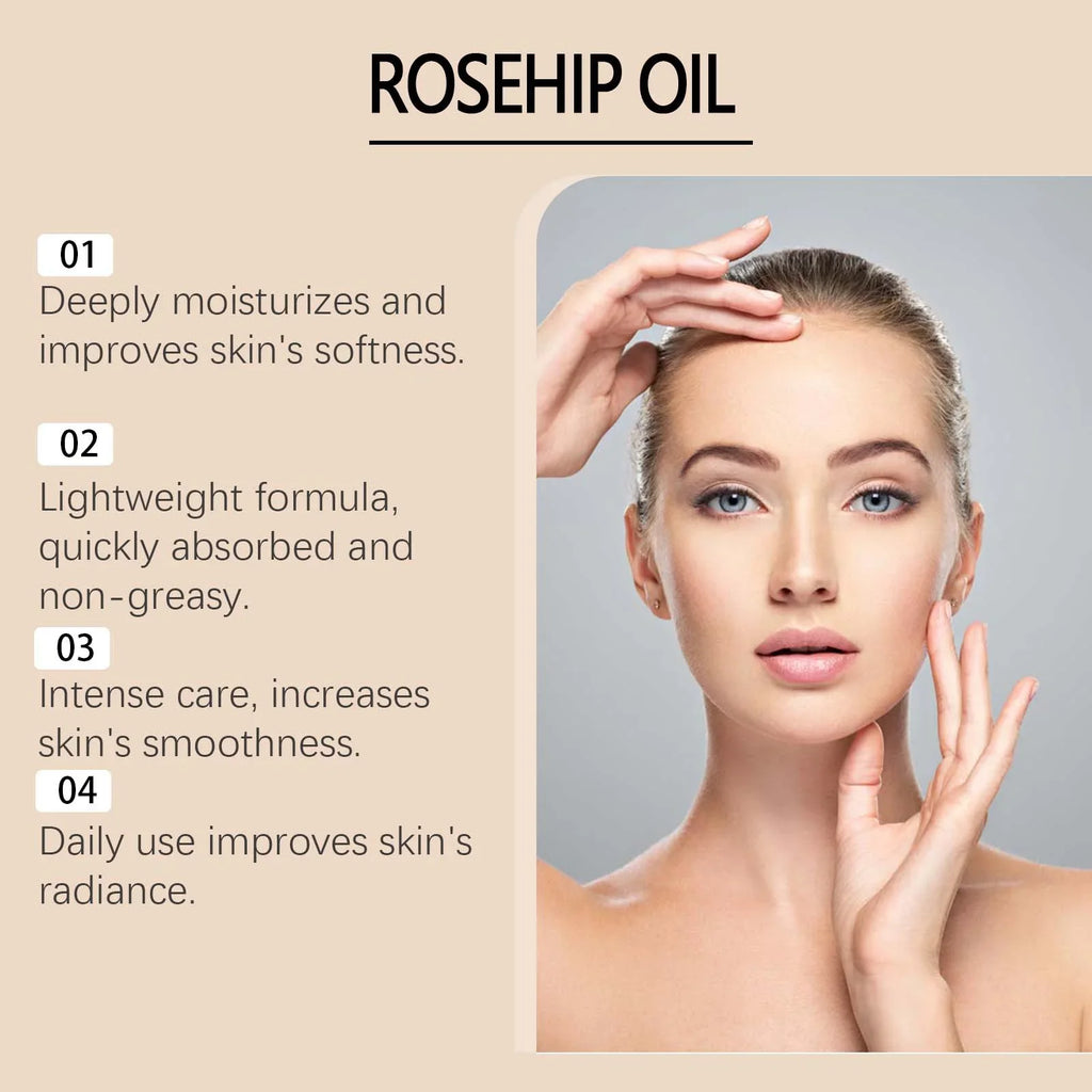 Moisturizing Squalane Rosehip Face Oil Lifting Firming Fade Fine Lines Smoothing Nourishing Skin Rejuvenation Facial Care Oil Qme