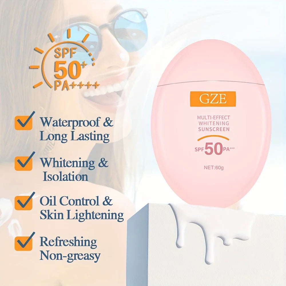 GZE MINERAL SUNSCREEN LOTION: SPF50 Broad Spectrum UVA UVB, Face Neck Protection, Sunburn Cream Zinc Oxide Sensitive Skin PA+++ Qme