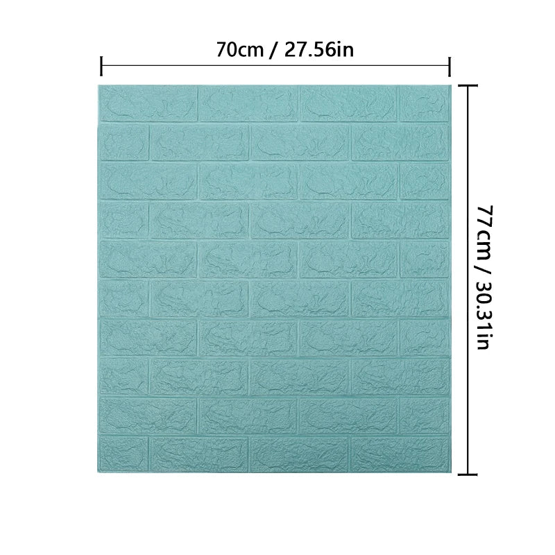 1-10pcs 77cm*70cm 3DWall Sticker Solid Color Faux Brick Bedroom Home Decor Waterproof Self Adhesive DIY Living Room Wallpaper Qme blue 1pcs-77cmX70cm