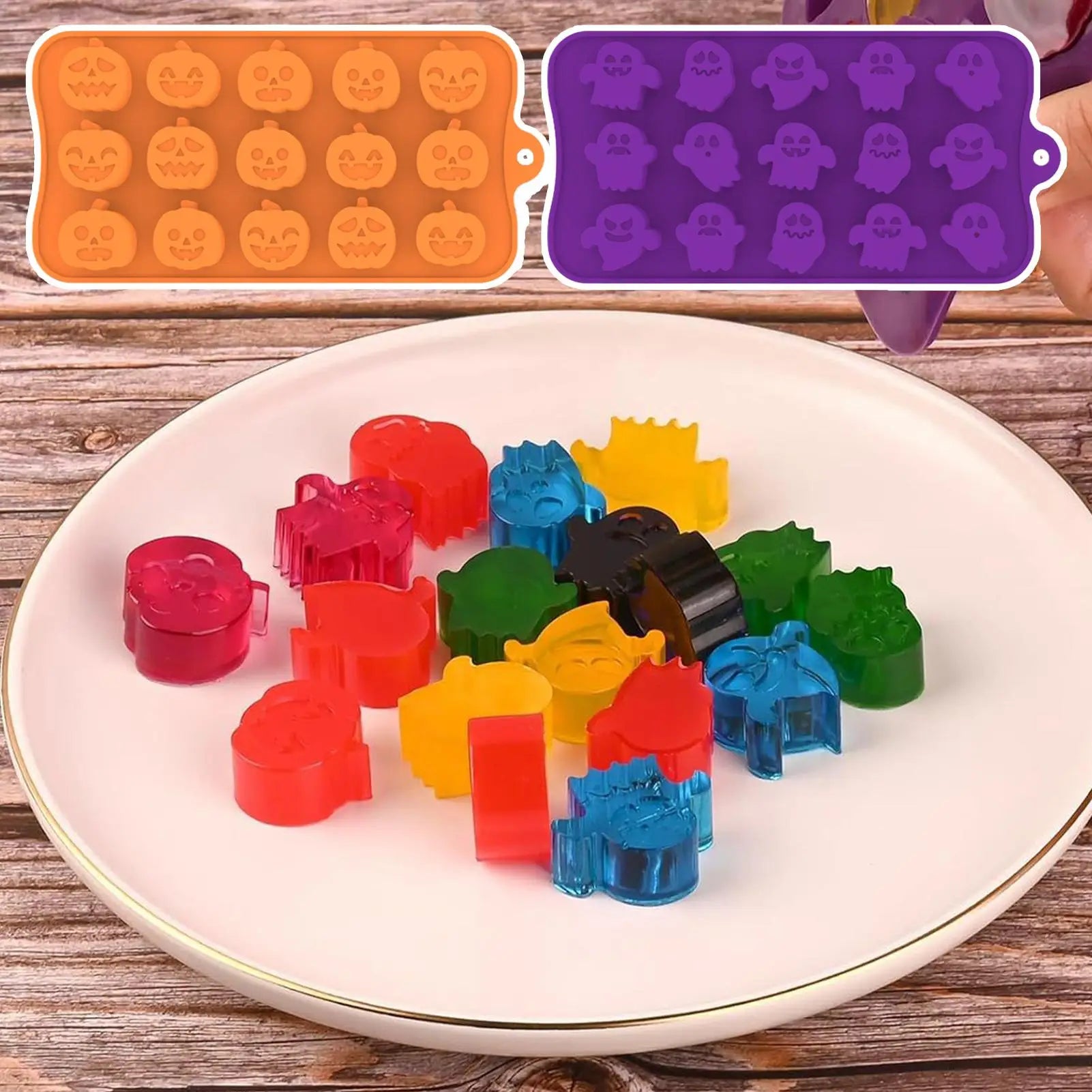 Halloween Candy Molds Chocolate Gummy Mold 15-Cavity Microwave Oven Qme