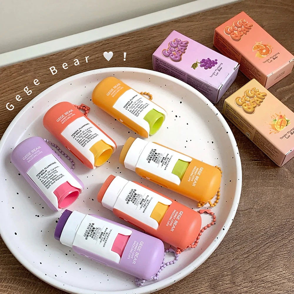 Gege Bear Large Capacity Lip Balm Keychain Pendant Hydrating Qme
