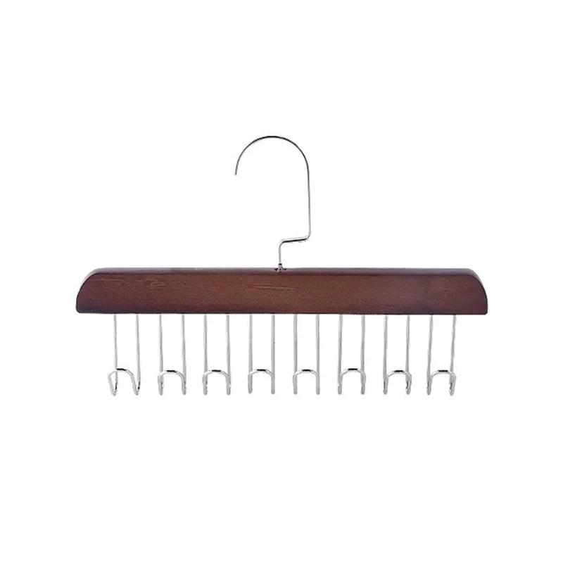 Hardwood Wave Garment Hanger 8 Hooks Dorm Space Organizer Wooden Hook Qme brown M
