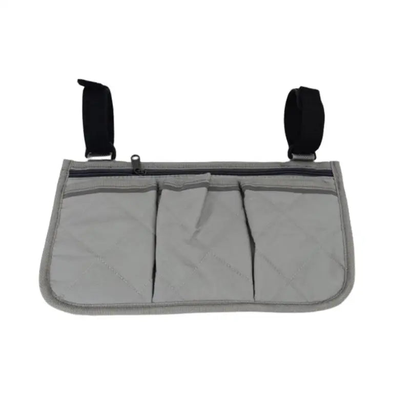 5 Colors Armrest Storage Bag for Wheelchair, Multi-Pocket Side Organizer with Zipper, Stylish & Practical Qme gray