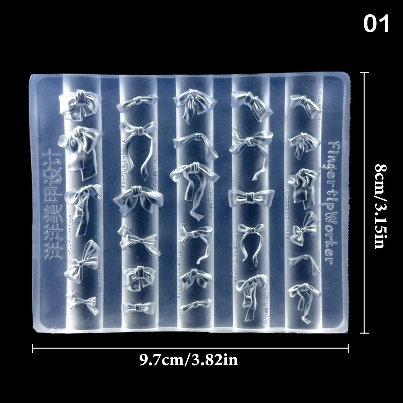 3D DIY Manicure Art Mould Tools Bowknot Silicone Nail Mold Mixed Qme 1