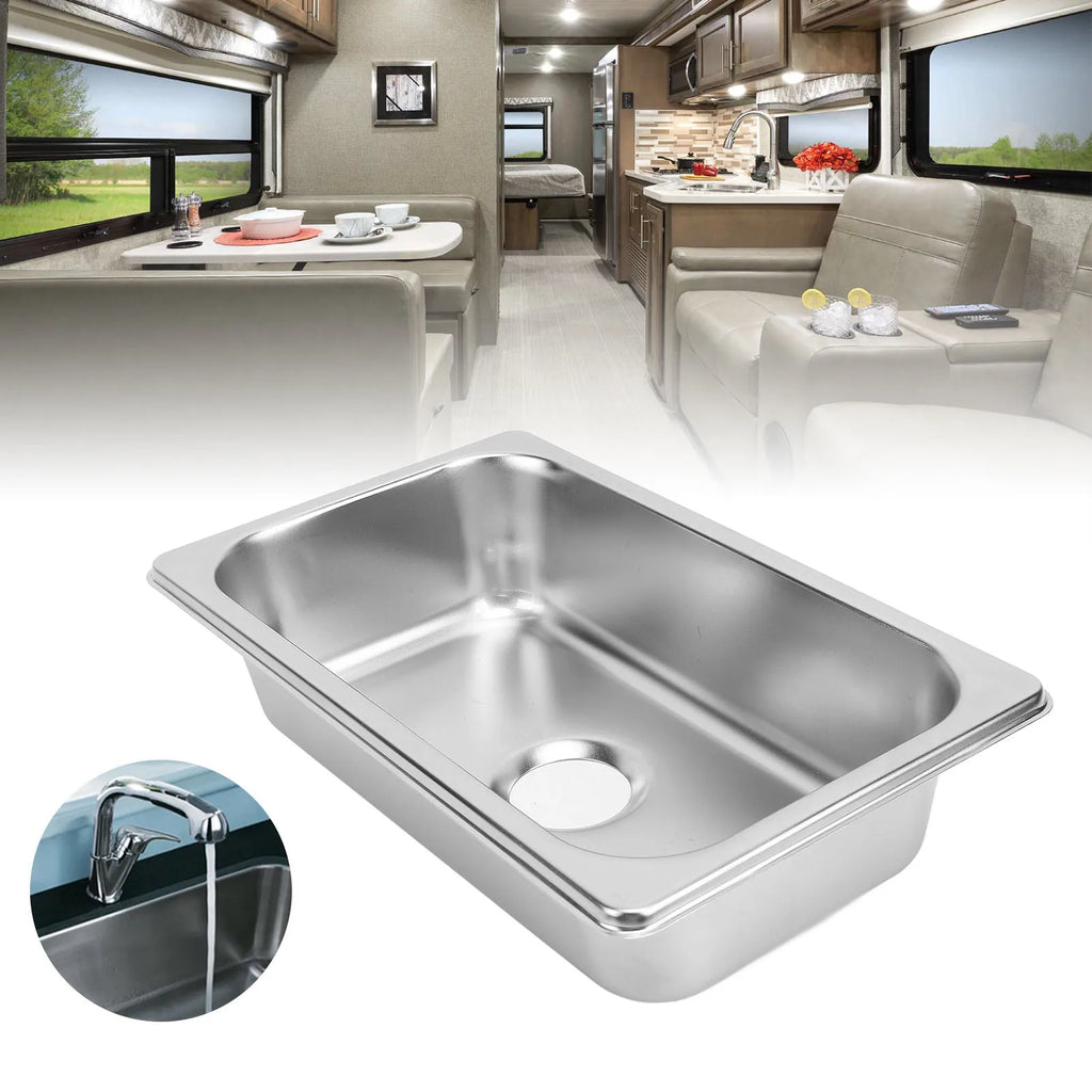 RV Kitchen Sink Wash Basin RV 304 Stainless Steel Sink Rust Resistant High Capacity Smooth for Boat Yachts Boats Qme
