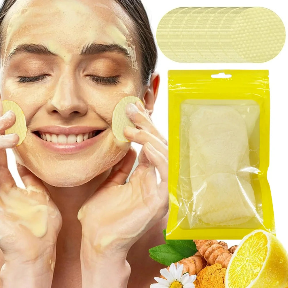 GZE Kojic Acid & Turmeric Cleansing Pads Exfoliating Brightens Glow Energizes Skin Enhance Skin Deep Cleansing Makeup Remover Qme