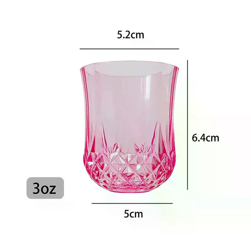 6Pcs 90ml Cup Diamond Cup Plastic European Retro Wine Cup One Mouth Cup Creative Vertical Pattern Cup Qme