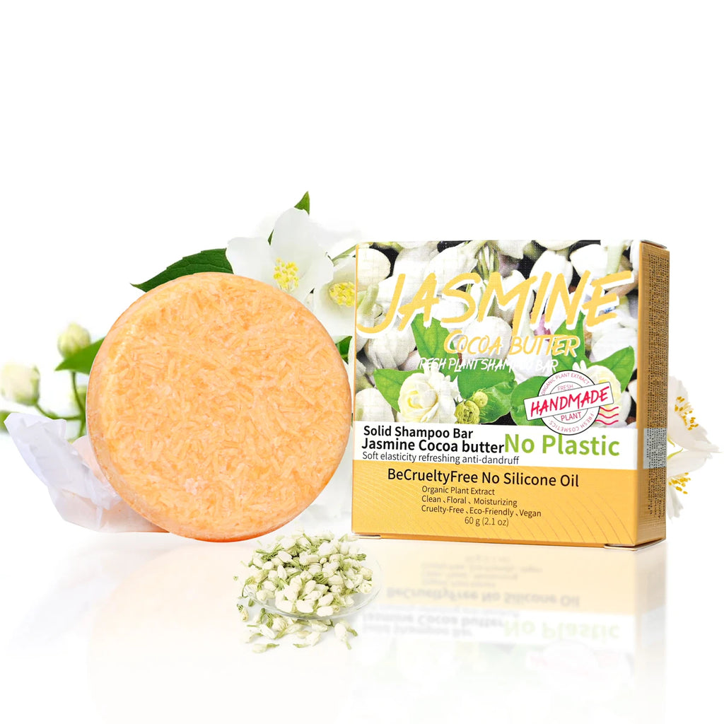 Jasmine Scented Handmade Shampoo Solid Stick Plant Essential Oil Soap Qme