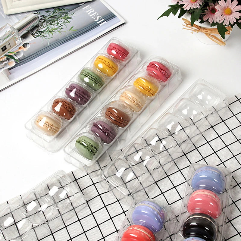 ^5 Macaron Boxes Clear PET Dessert Pastry Packaging Box Birthday Holiday Gift Cake Display Dessert decoration of 6 Macarons Qme