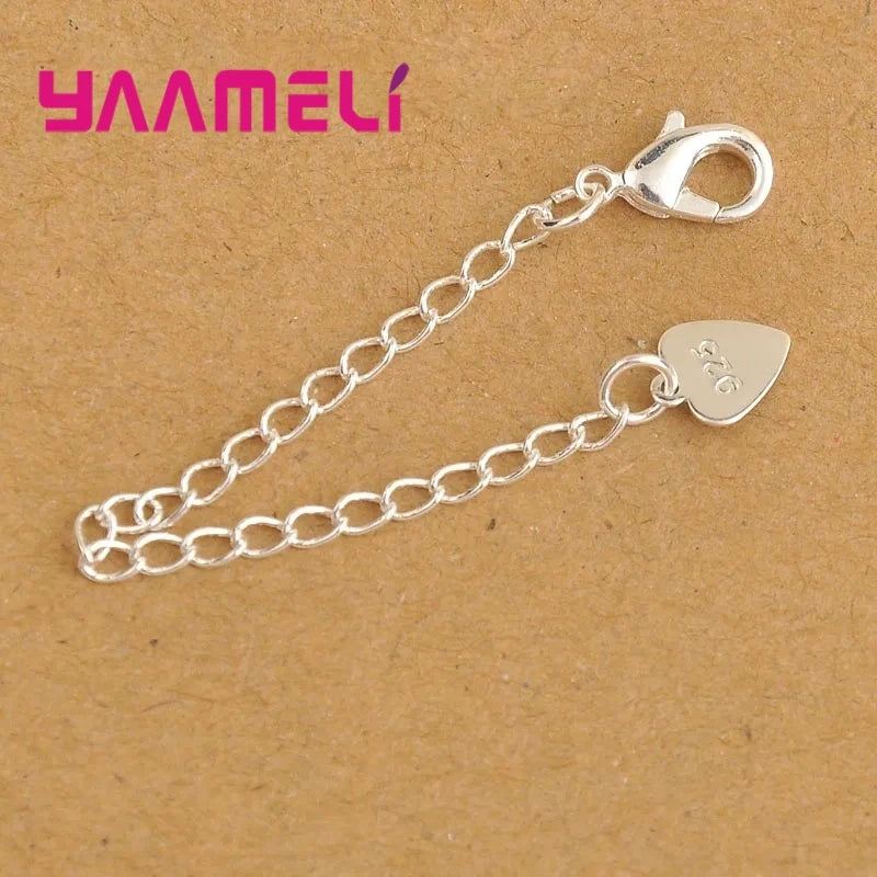 10X Wholesale Fashion Jewelry Findings Extension Chains 925 Heart Tag Sterling Silver Color Lobster Clasps For Necklace Bracelet Qme