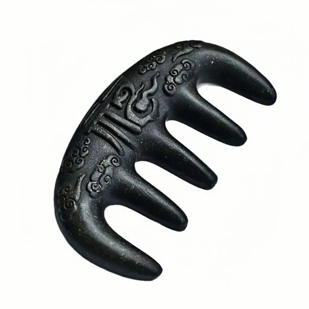 Polygonum Multiflorum Massage Comb Natural Handmade Five-tooth Qme Black
