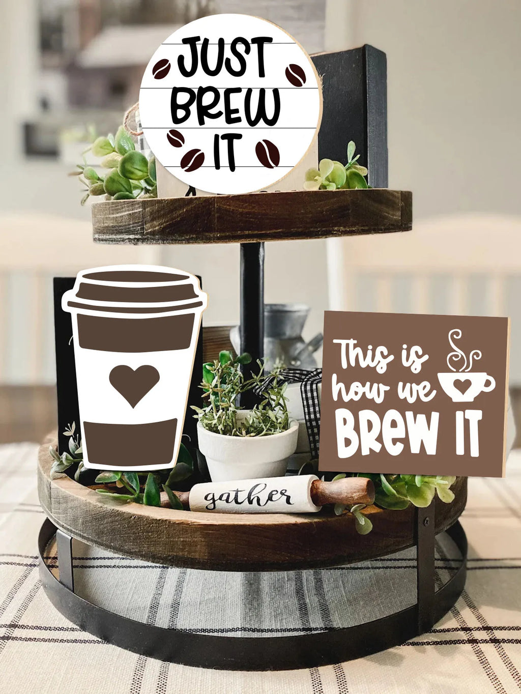 5pcs Classic Wooden Coffee Tray - Perfect Home, Bar And Cafe Decor Gift, Contemporary Layered Design Wood Decor Qme