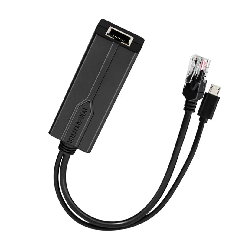 1PCS MicroUSB POE Splitter 48V to 5V Power Module Gigabit Fast Ethernet LAN to Android Plug Qme 100Mbps