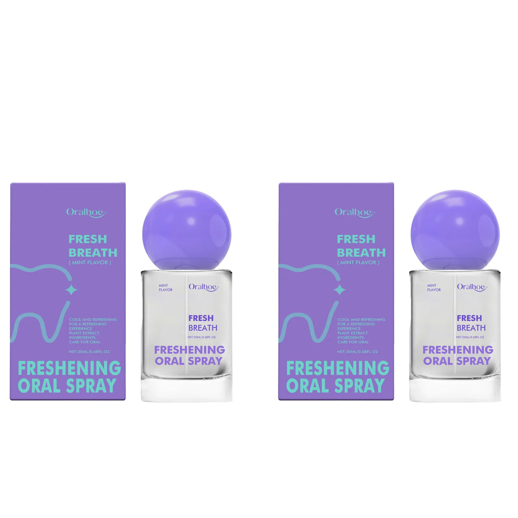 Portable Breath Freshener Spray Mint Flavor Teeth Cleaning Long-Lasting Freshening Bad Odor Removal Oral Care Product for Adults Qme 2 X 20ml boxed